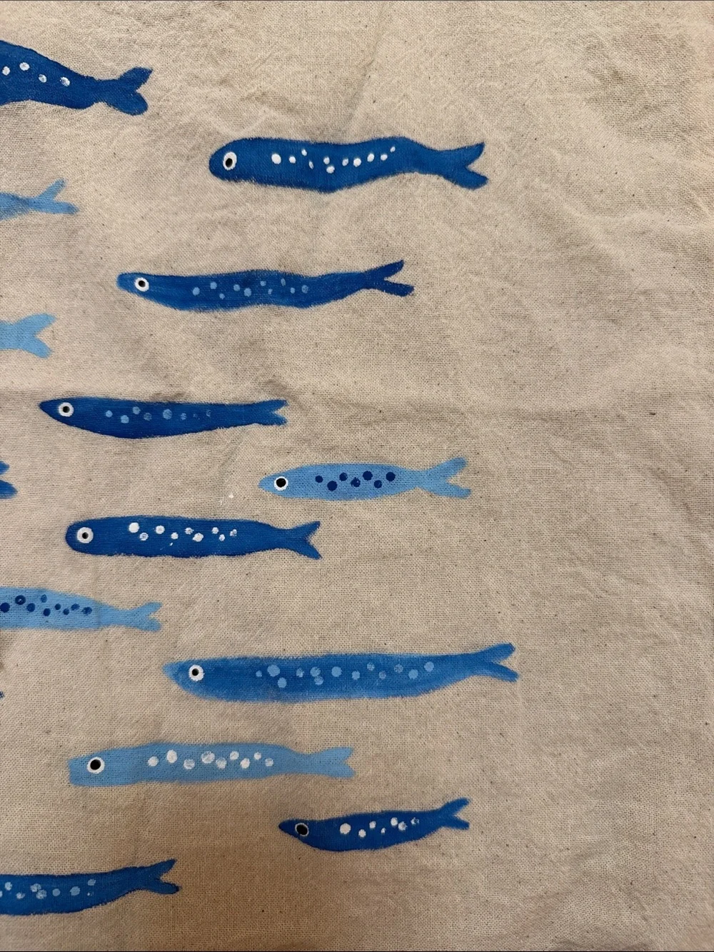 Hand-Painted Sardine Small Tote Bag